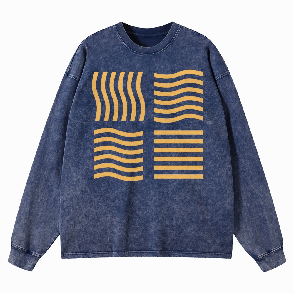 Abstract Optical Perception Washed Long-Sleeved T-Shirt