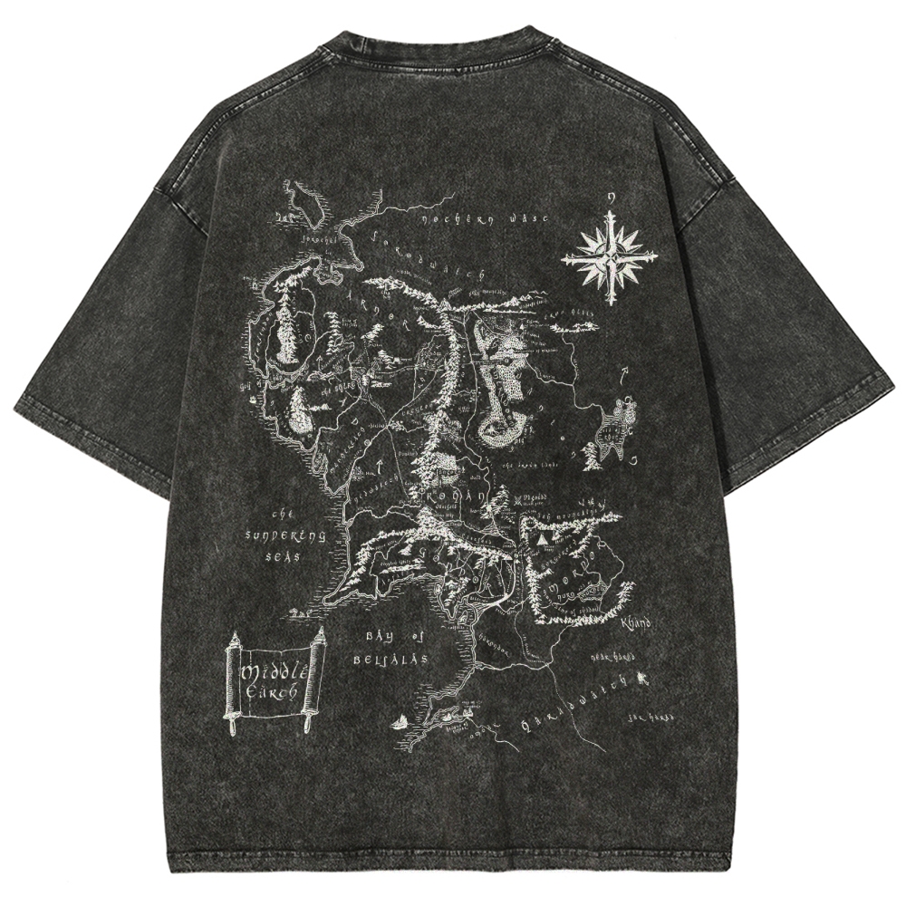 Fantasy Realm Map Washed T-Shirt 