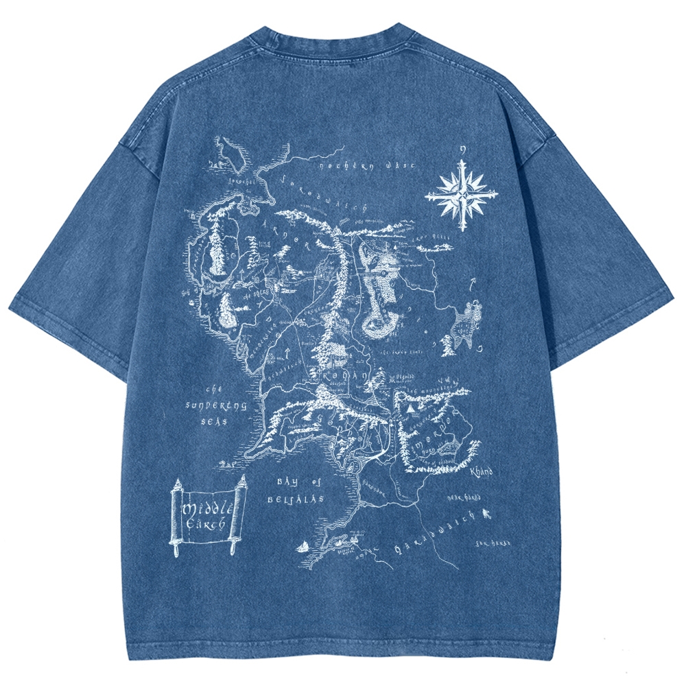 Fantasy Realm Map Washed T-Shirt 