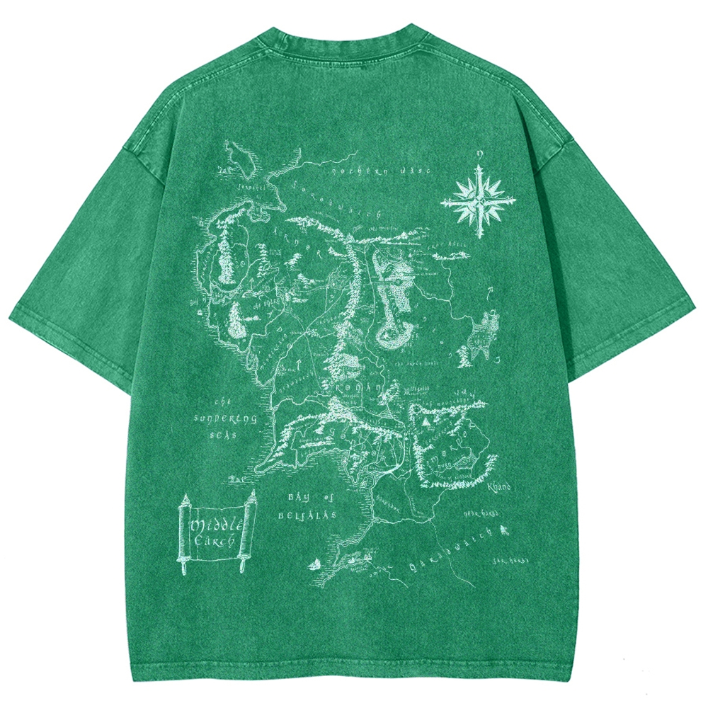 Fantasy Realm Map Washed T-Shirt 