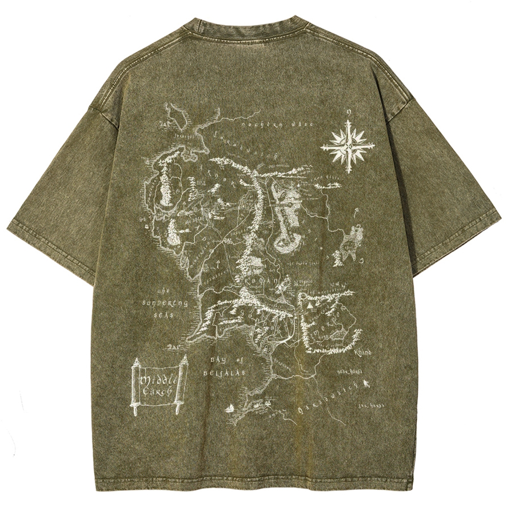 Fantasy Realm Map Washed T-Shirt 