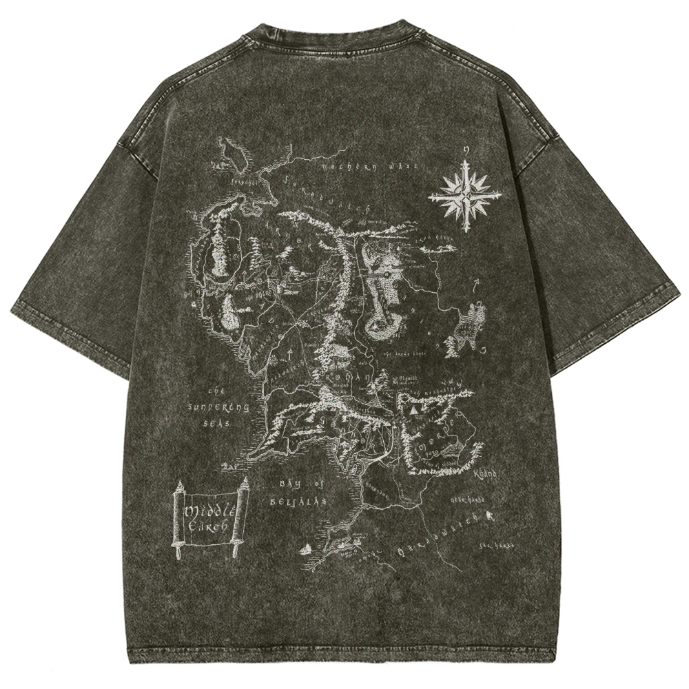Fantasy Realm Map Washed T-Shirt 