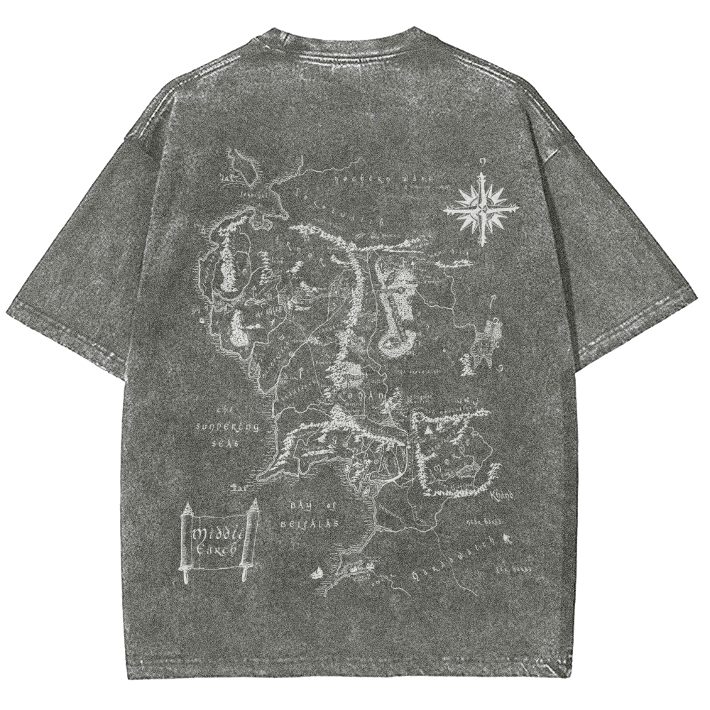 Fantasy Realm Map Washed T-Shirt 