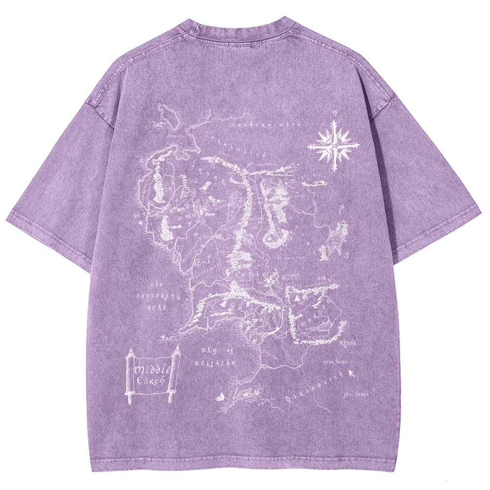Fantasy Realm Map Washed T-Shirt 