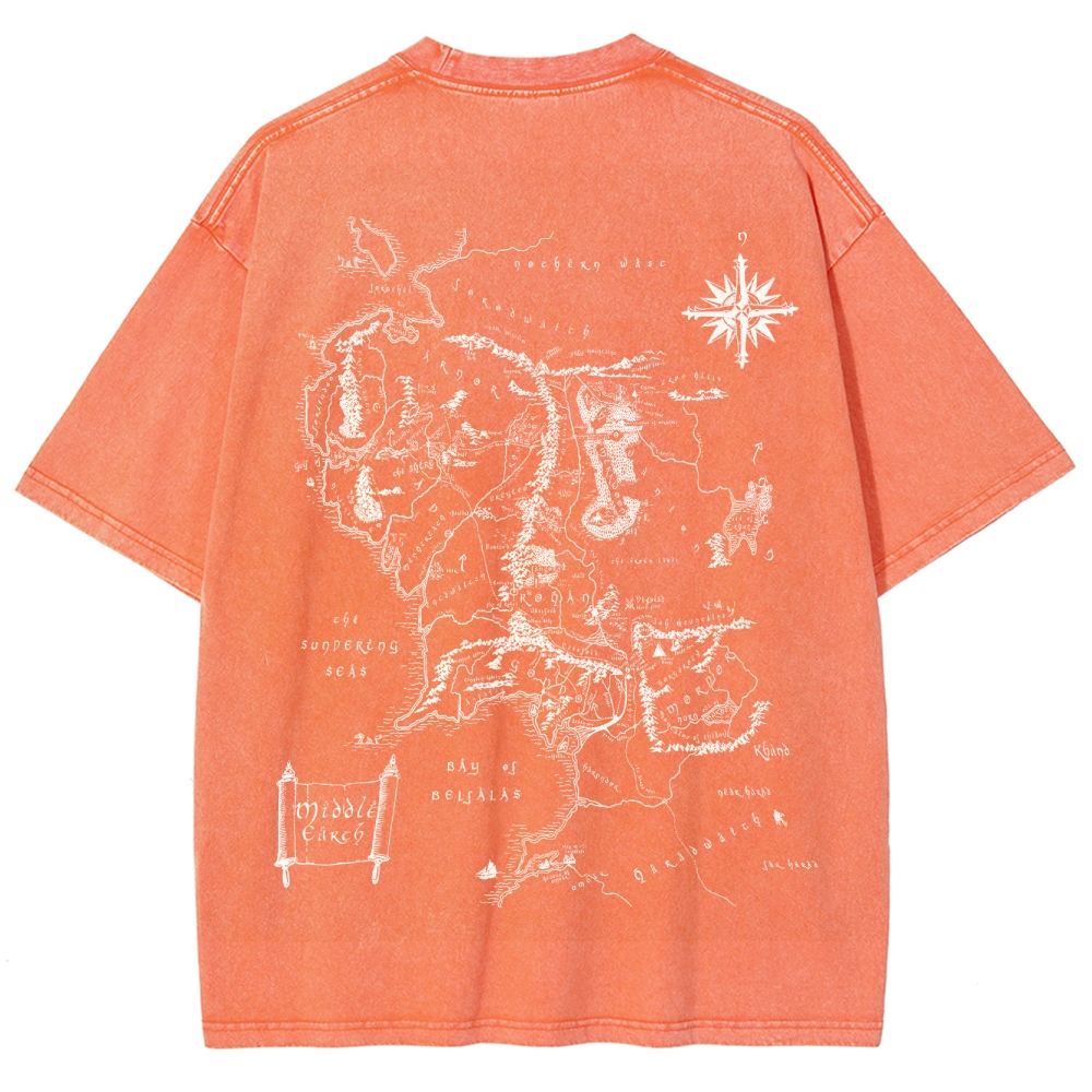 Fantasy Realm Map Washed T-Shirt 