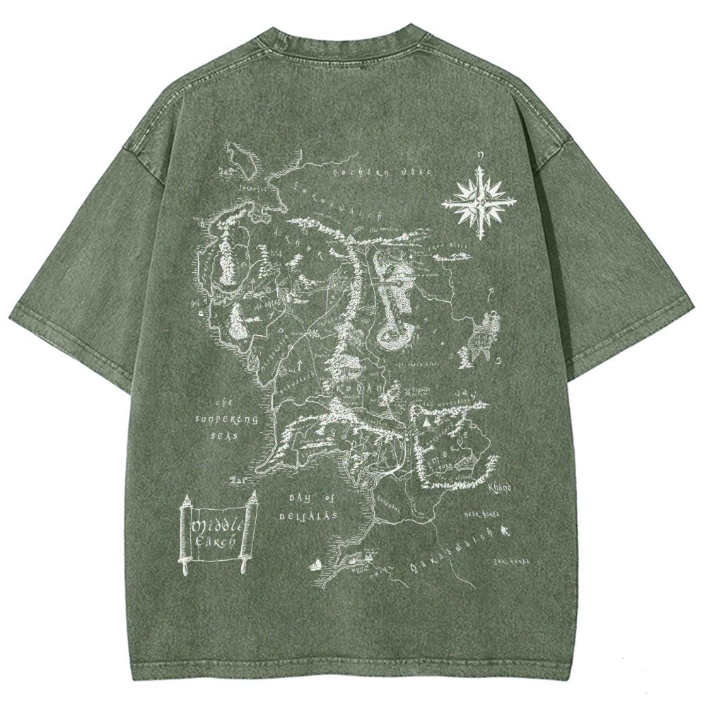 Fantasy Realm Map Washed T-Shirt 