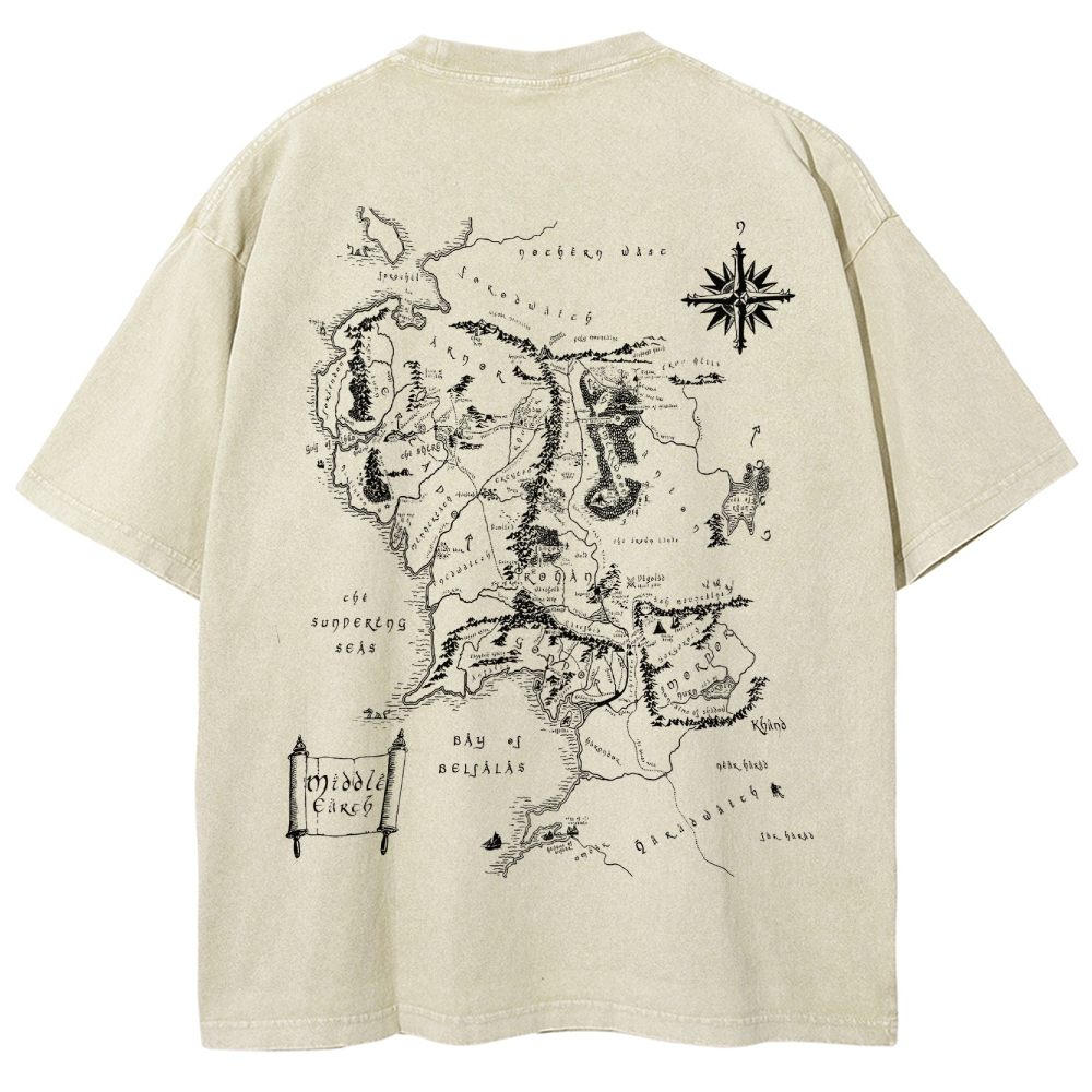 Fantasy Realm Map Washed T-Shirt 