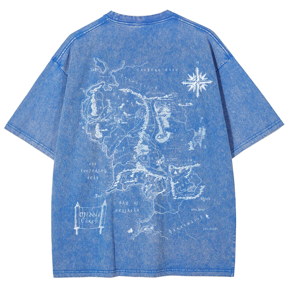 Fantasy Realm Map Washed T-Shirt 