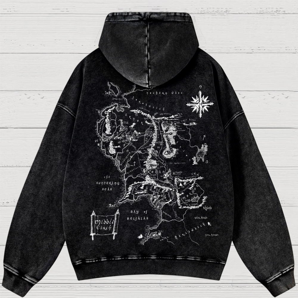 Fantasy Realm Map Washed Hoodies 