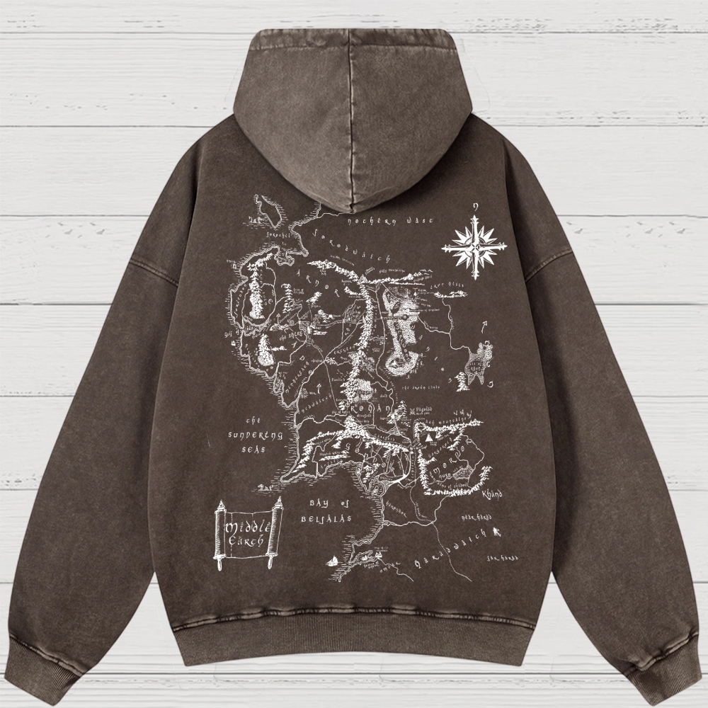 Fantasy Realm Map Washed Hoodies 