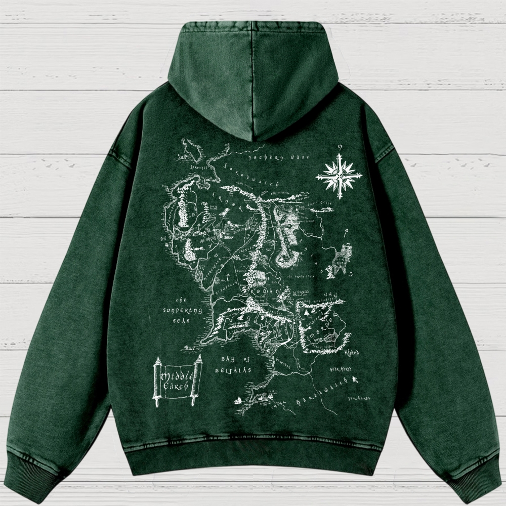 Fantasy Realm Map Washed Hoodies 