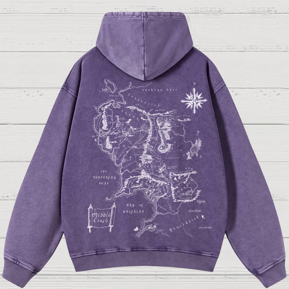 Fantasy Realm Map Washed Hoodies 