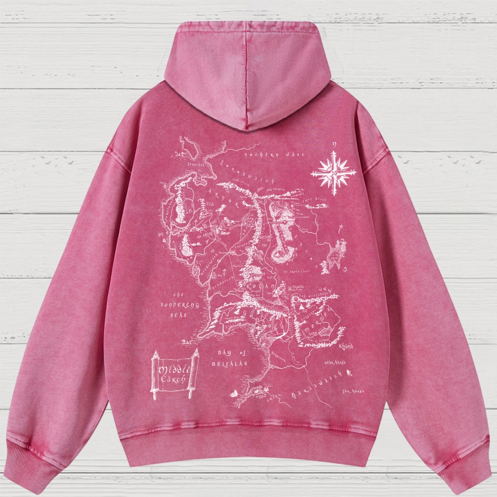 Fantasy Realm Map Washed Hoodies 