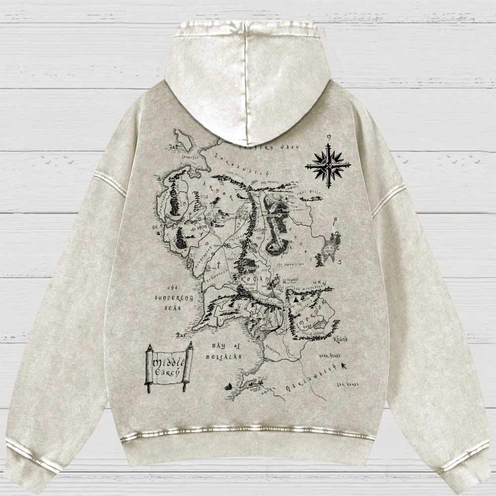 Fantasy Realm Map Washed Hoodies 
