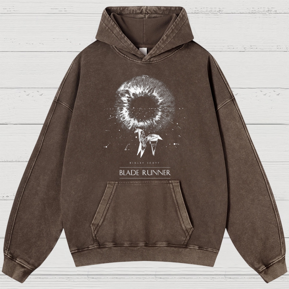 Sci-Fi Cyberpunk Eye & Origami Unicorn Retro Washed Hoodies