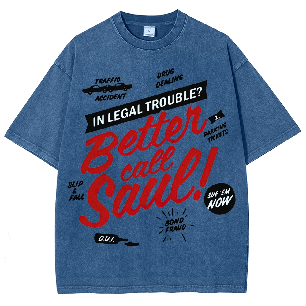 Legal Trouble Retro Typography Washed T-Shirt
