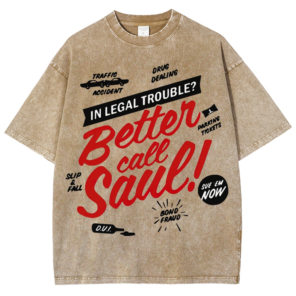 Legal Trouble Retro Typography Washed T-Shirt