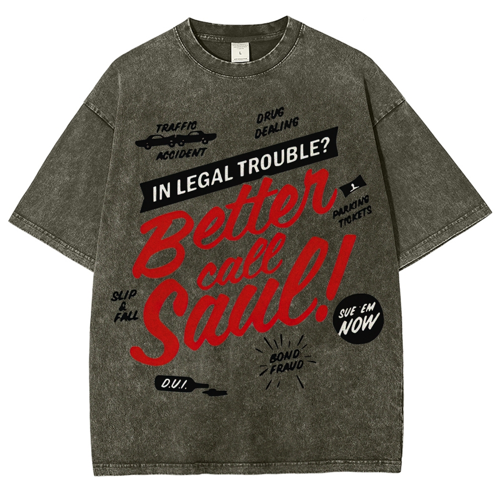 Legal Trouble Retro Typography Washed T-Shirt