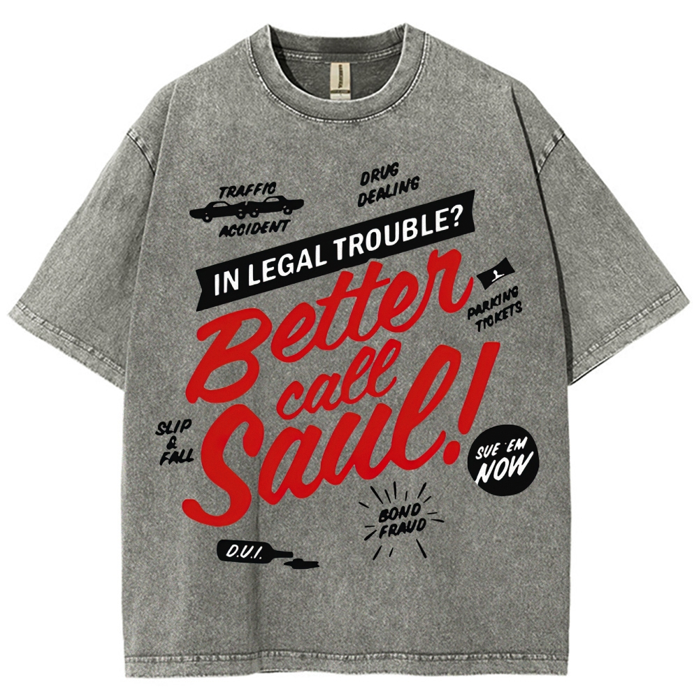 Legal Trouble Retro Typography Washed T-Shirt
