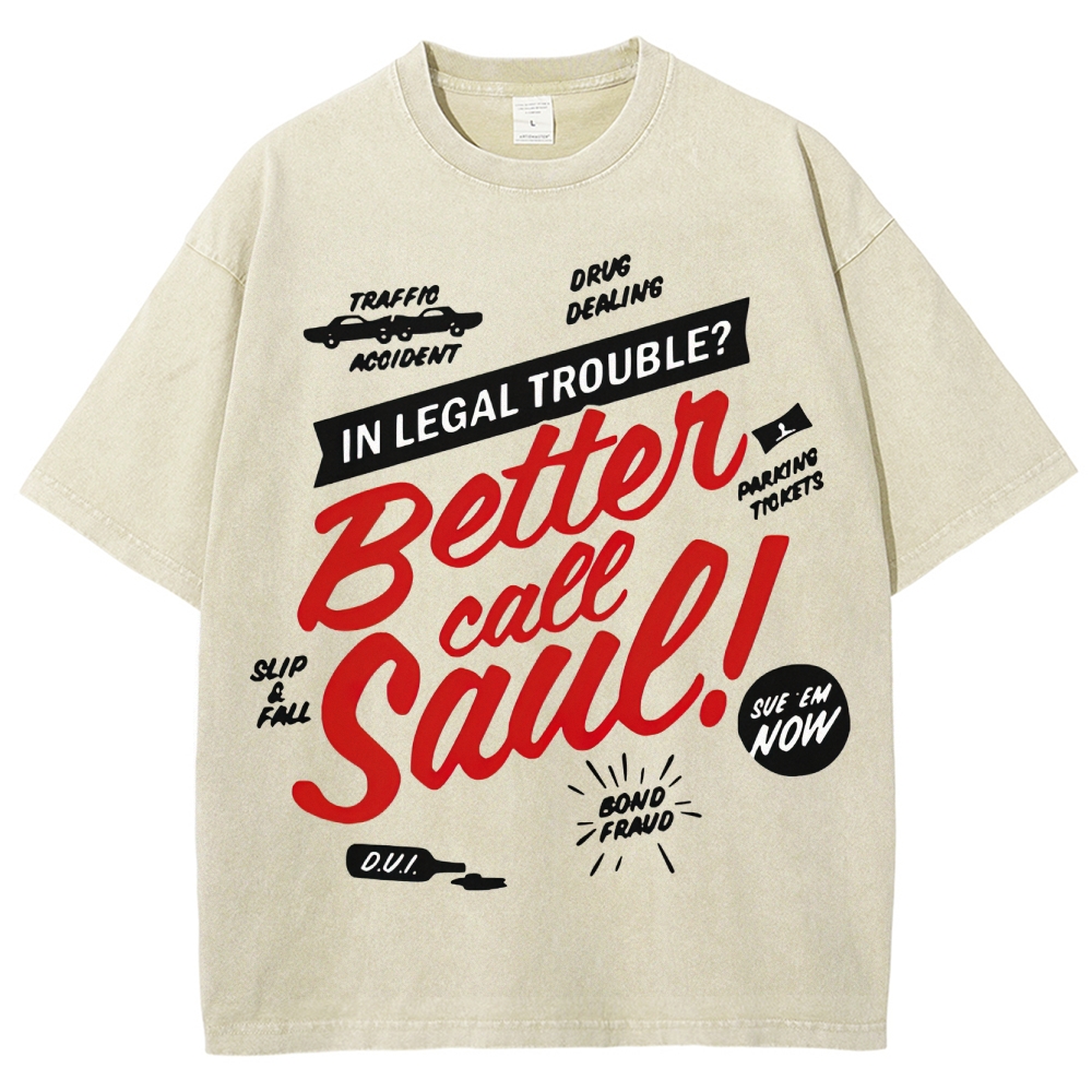 Legal Trouble Retro Typography Washed T-Shirt