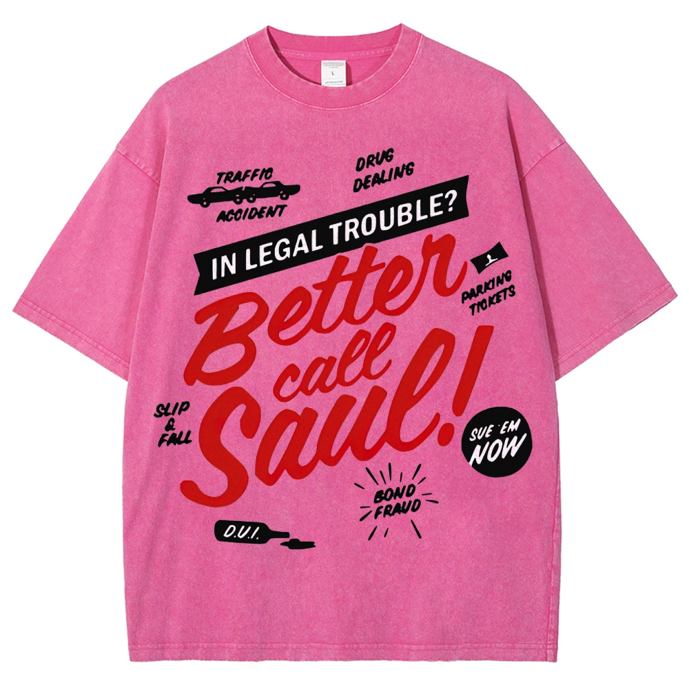 Legal Trouble Retro Typography Washed T-Shirt