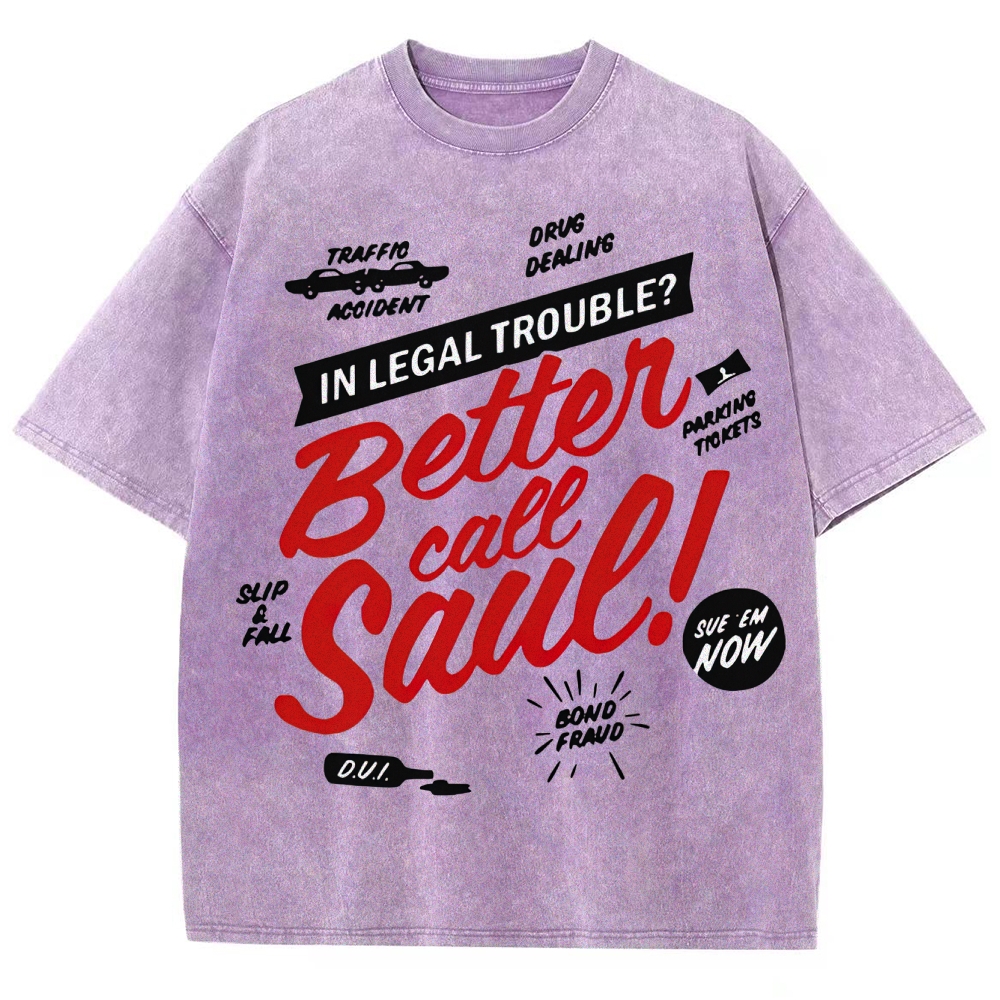 Legal Trouble Retro Typography Washed T-Shirt