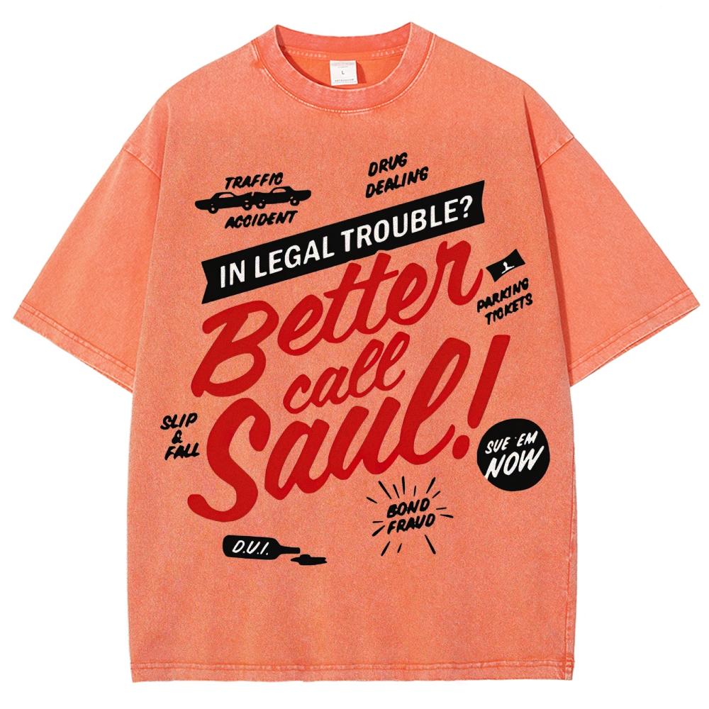 Legal Trouble Retro Typography Washed T-Shirt