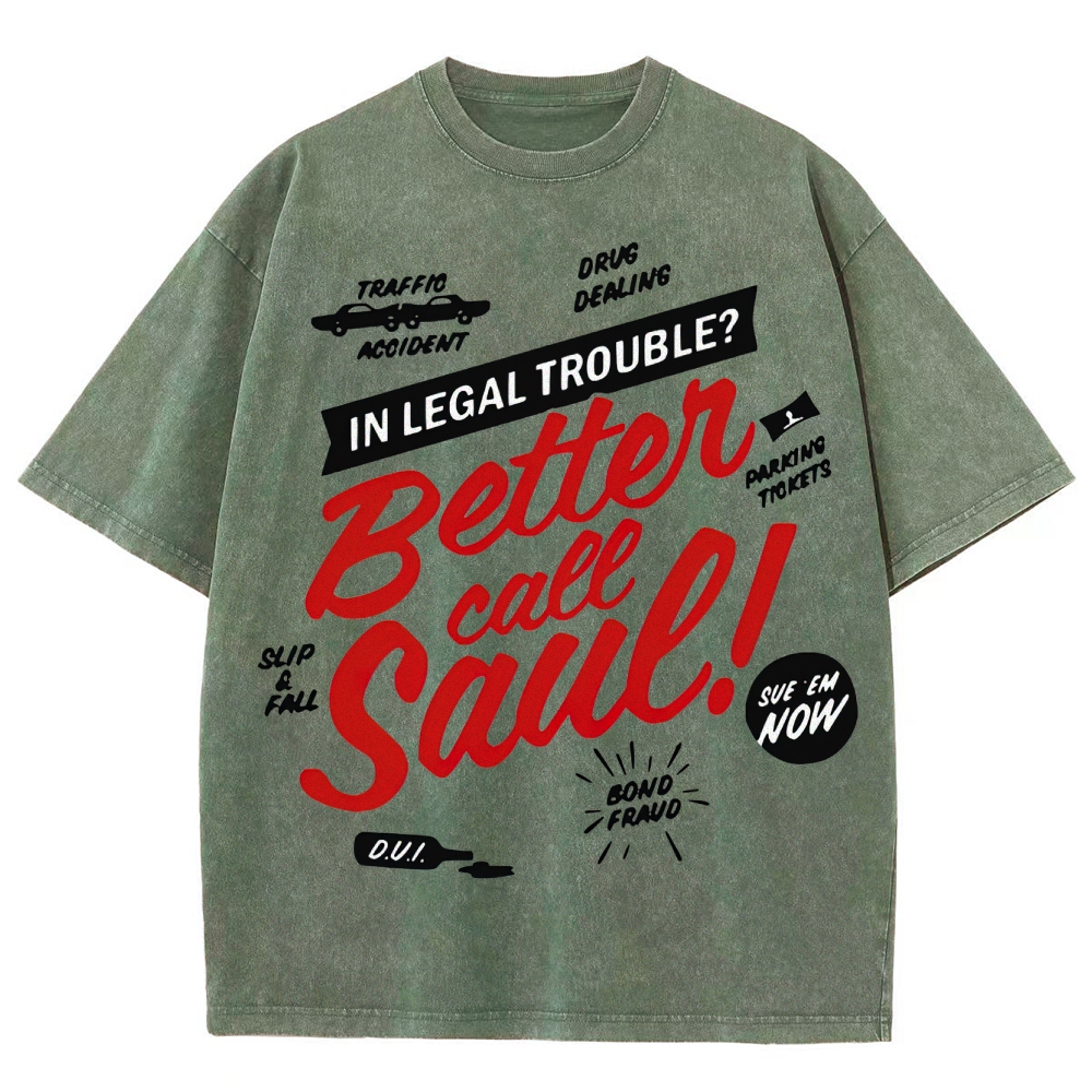 Legal Trouble Retro Typography Washed T-Shirt