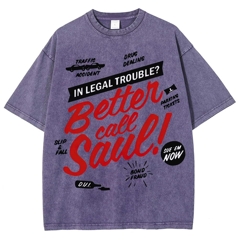Legal Trouble Retro Typography Washed T-Shirt