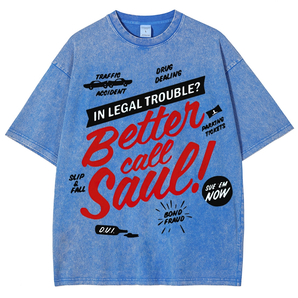 Legal Trouble Retro Typography Washed T-Shirt
