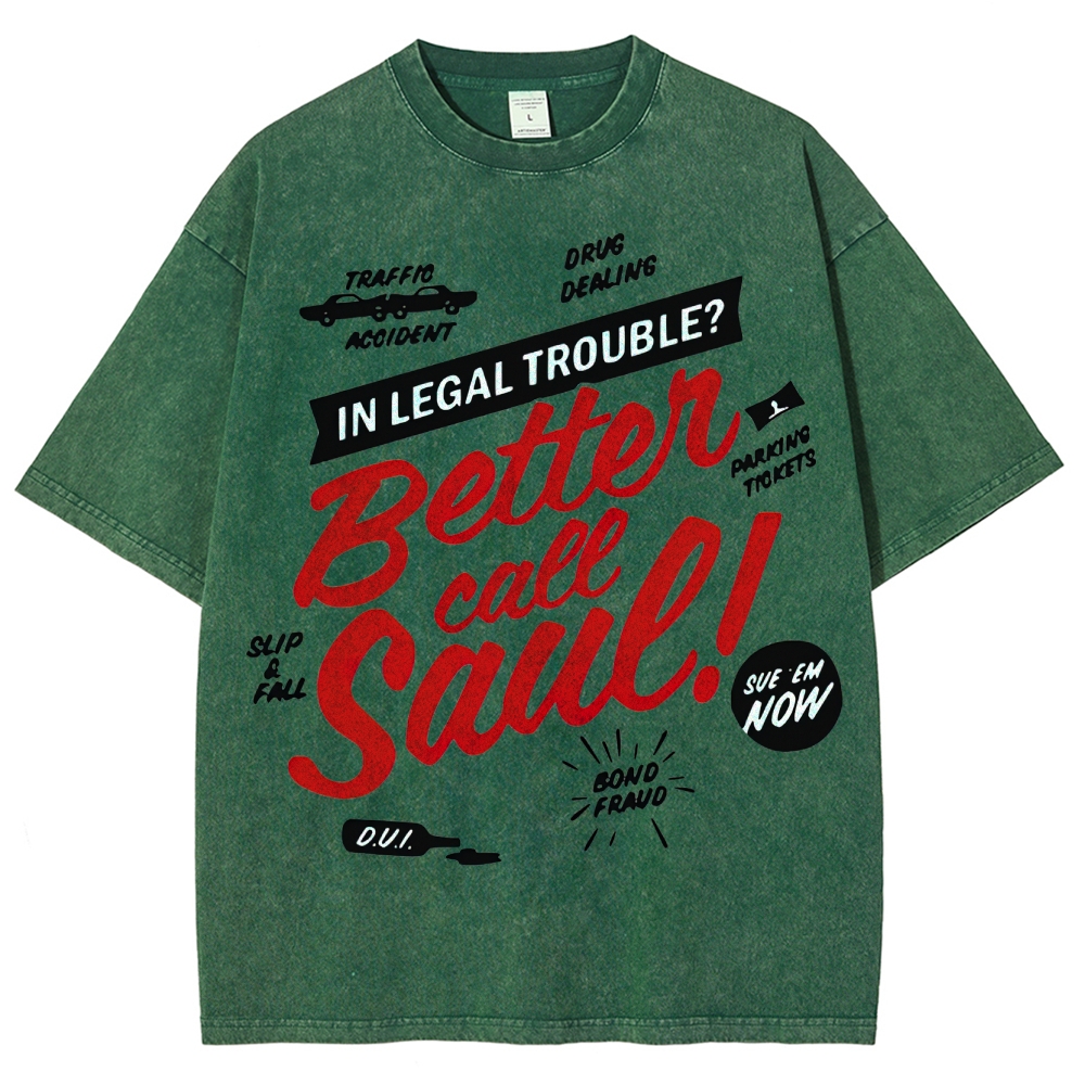 Legal Trouble Retro Typography Washed T-Shirt