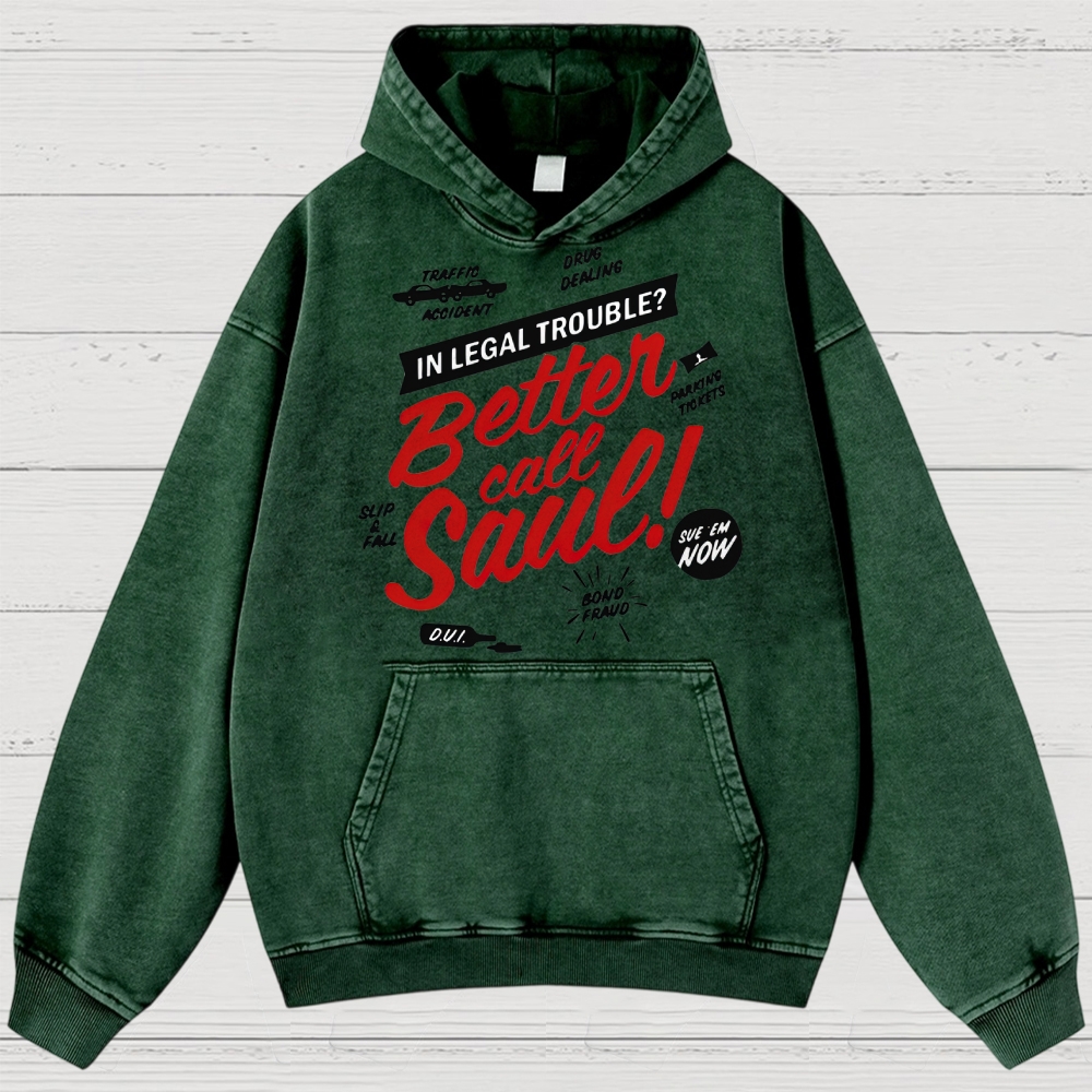 Legal Trouble Retro Typography Washed Hoodies