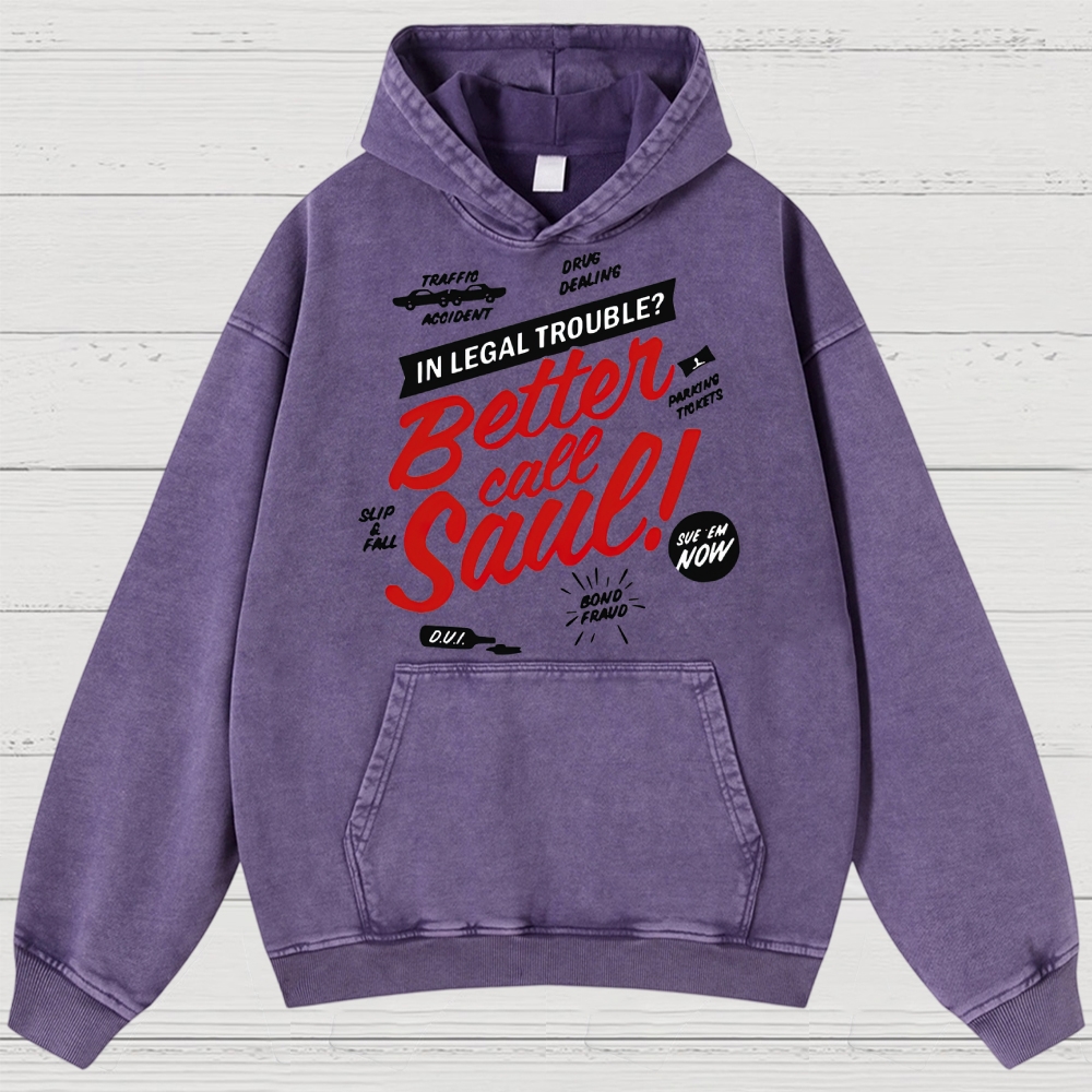 Legal Trouble Retro Typography Washed Hoodies
