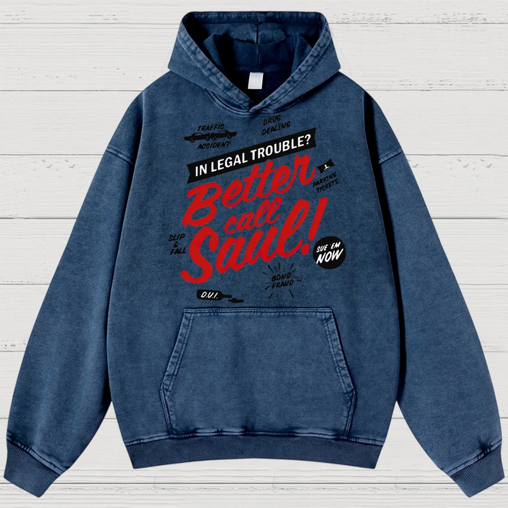 Legal Trouble Retro Typography Washed Hoodies