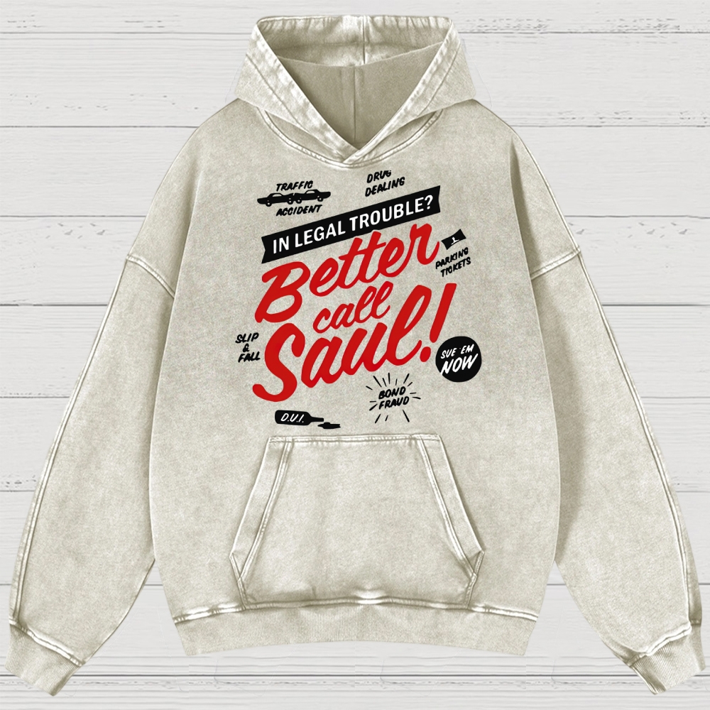 Legal Trouble Retro Typography Washed Hoodies