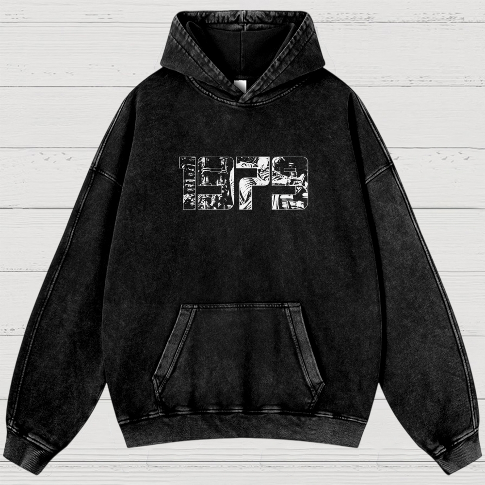 Sci-Fi Horror Japanese Typography Retro Washed Hoodies