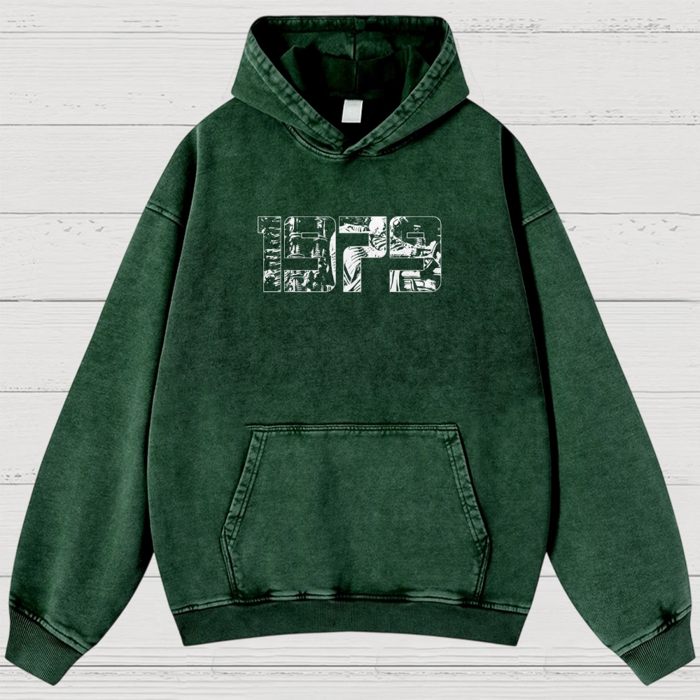 Sci-Fi Horror Japanese Typography Retro Washed Hoodies