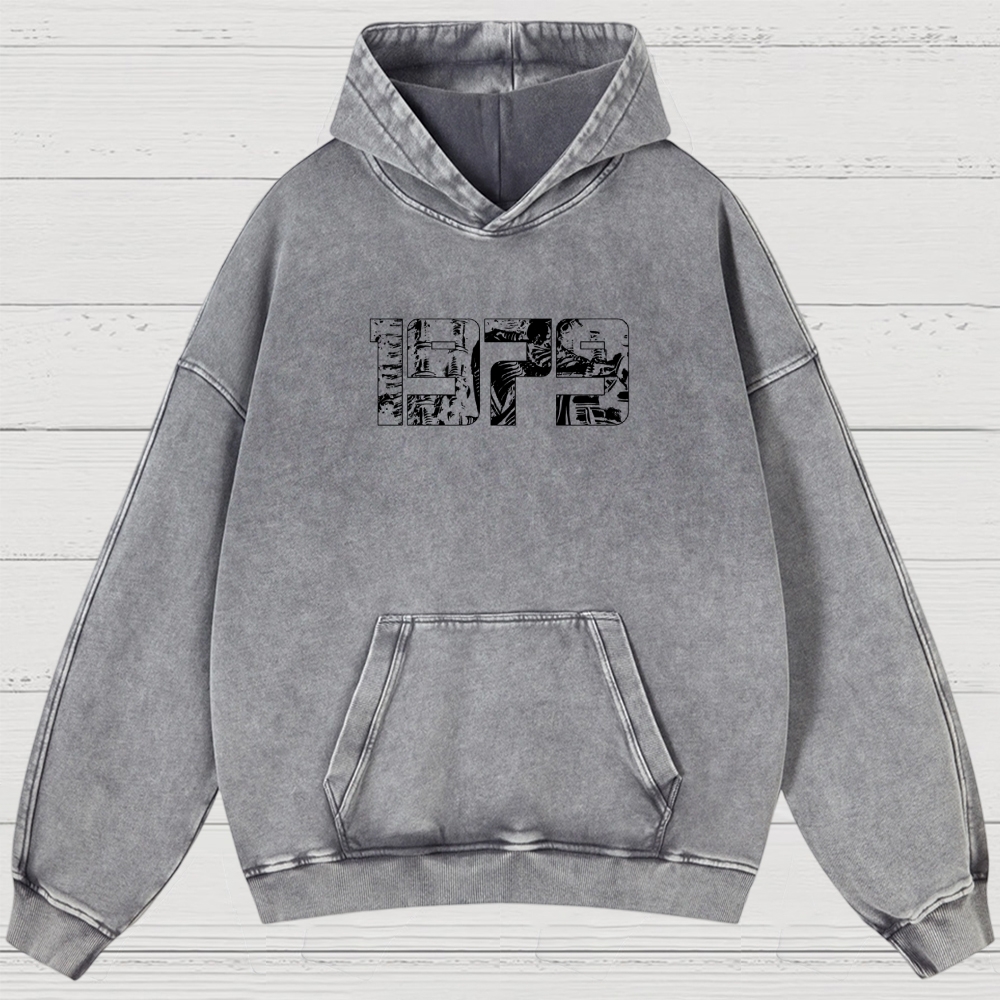 Sci-Fi Horror Japanese Typography Retro Washed Hoodies