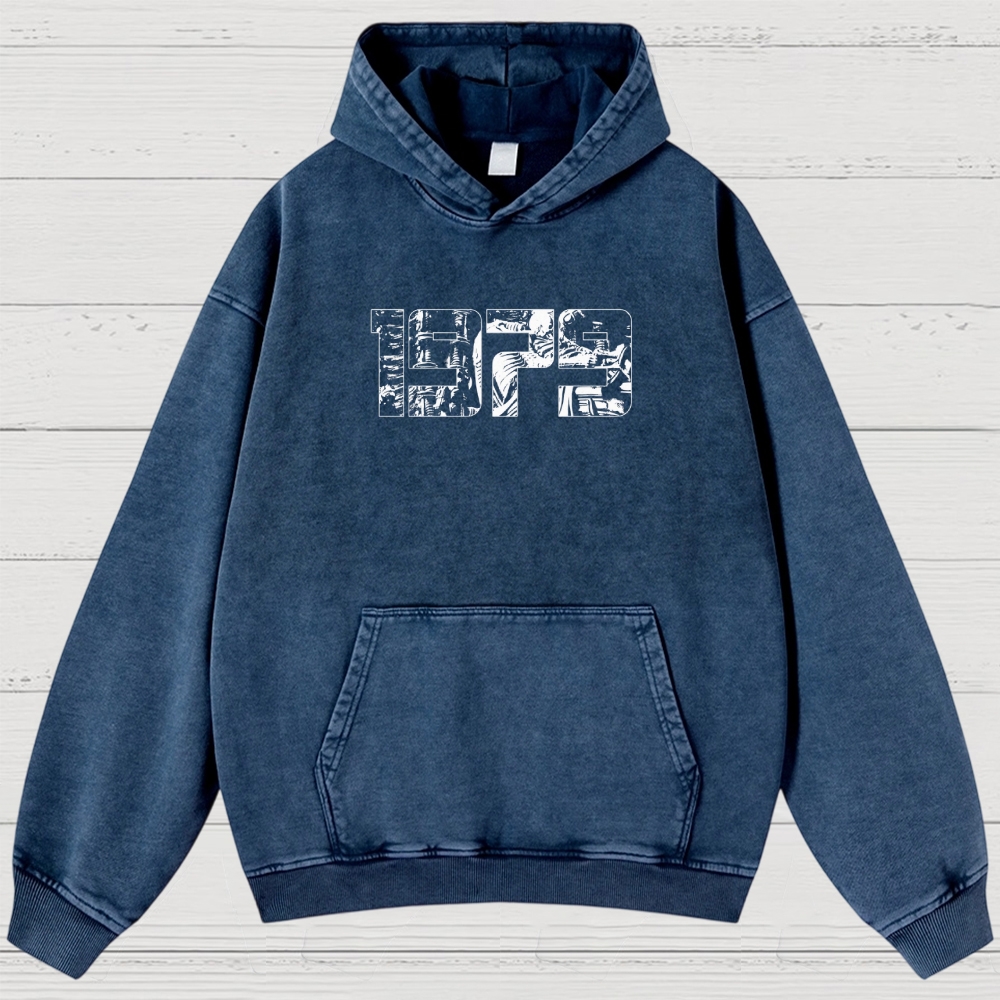 Sci-Fi Horror Japanese Typography Retro Washed Hoodies
