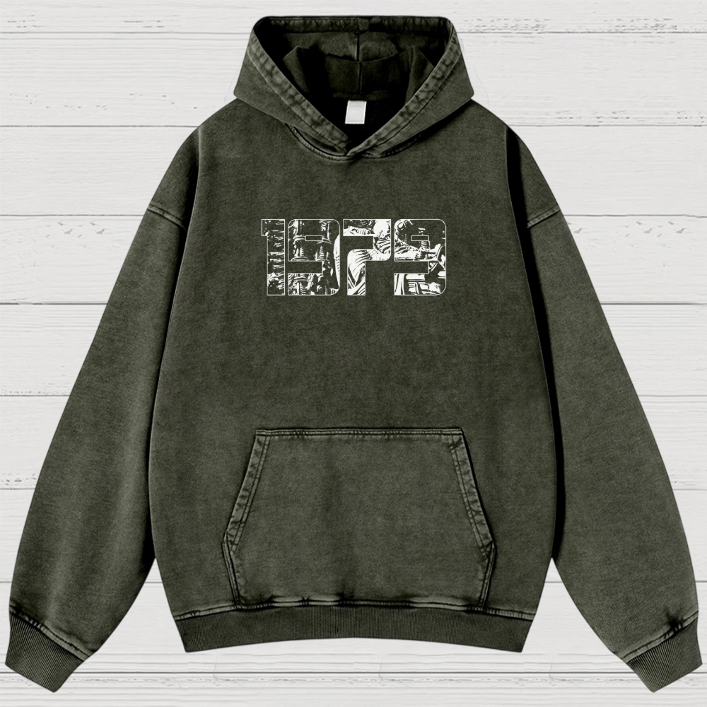 Sci-Fi Horror Japanese Typography Retro Washed Hoodies