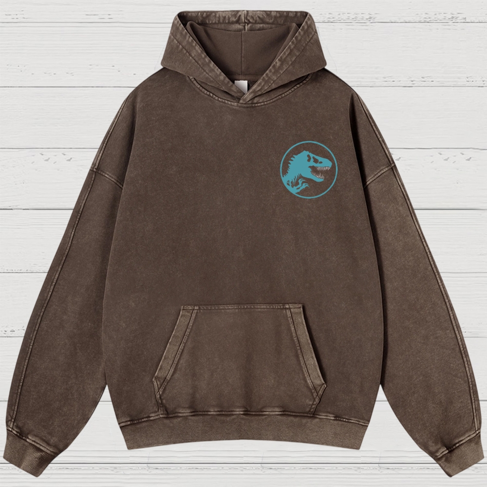 Dinosaur Skull & Retro Graphic Washed Hoodies