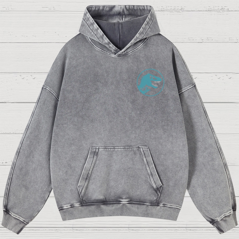 Dinosaur Skull & Retro Graphic Washed Hoodies