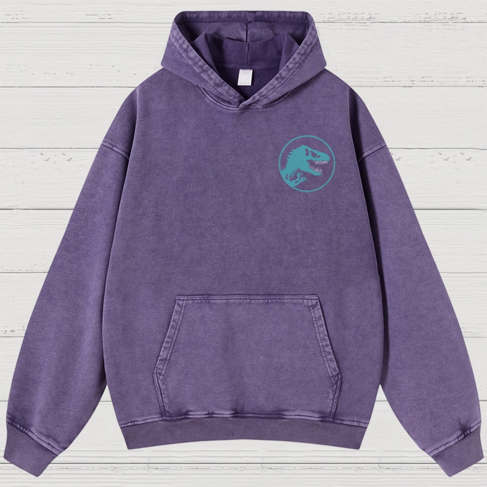 Dinosaur Skull & Retro Graphic Washed Hoodies