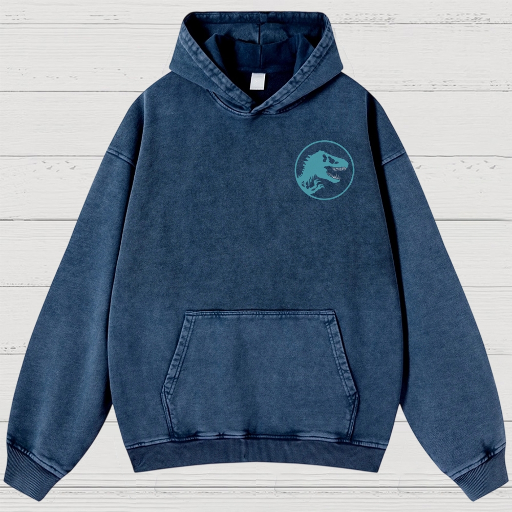 Dinosaur Skull & Retro Graphic Washed Hoodies