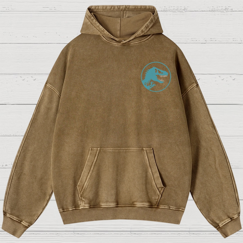 Dinosaur Skull & Retro Graphic Washed Hoodies