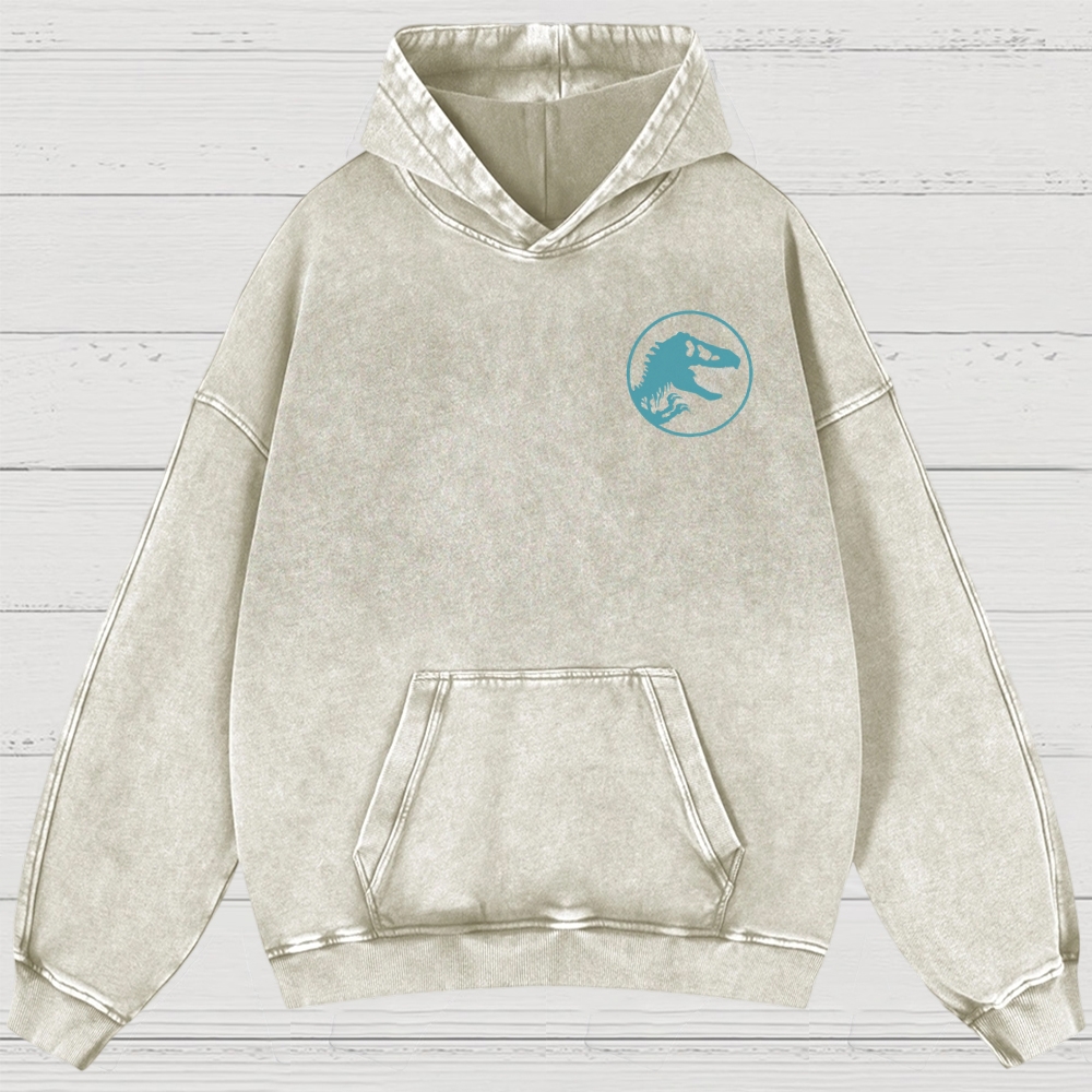 Dinosaur Skull & Retro Graphic Washed Hoodies