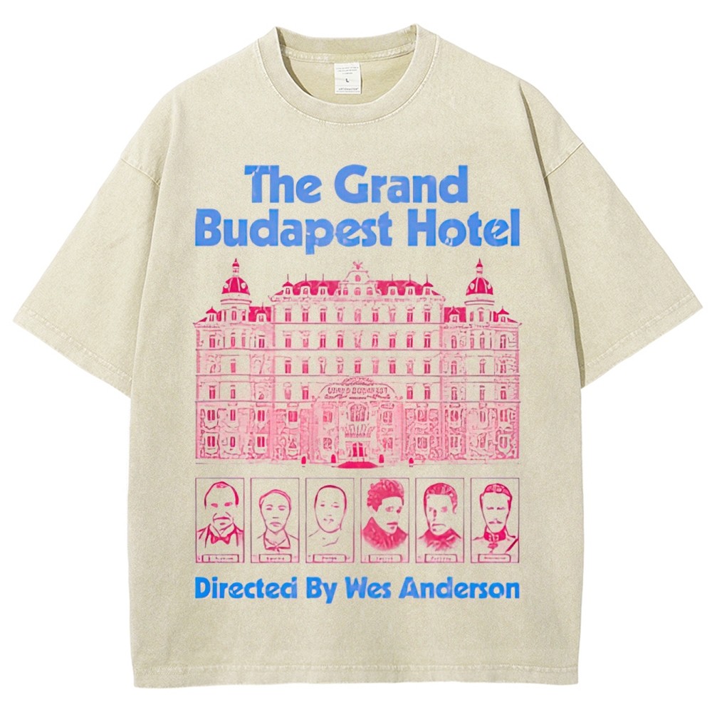 Whimsical Vintage Hotel Art Retro Washed T-Shirt