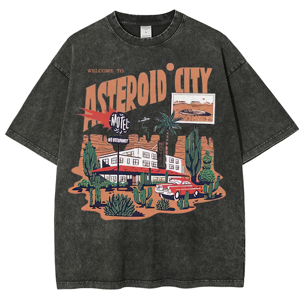 Retro Desert Motel & Sci-Fi Graphic Washed T-Shirt 