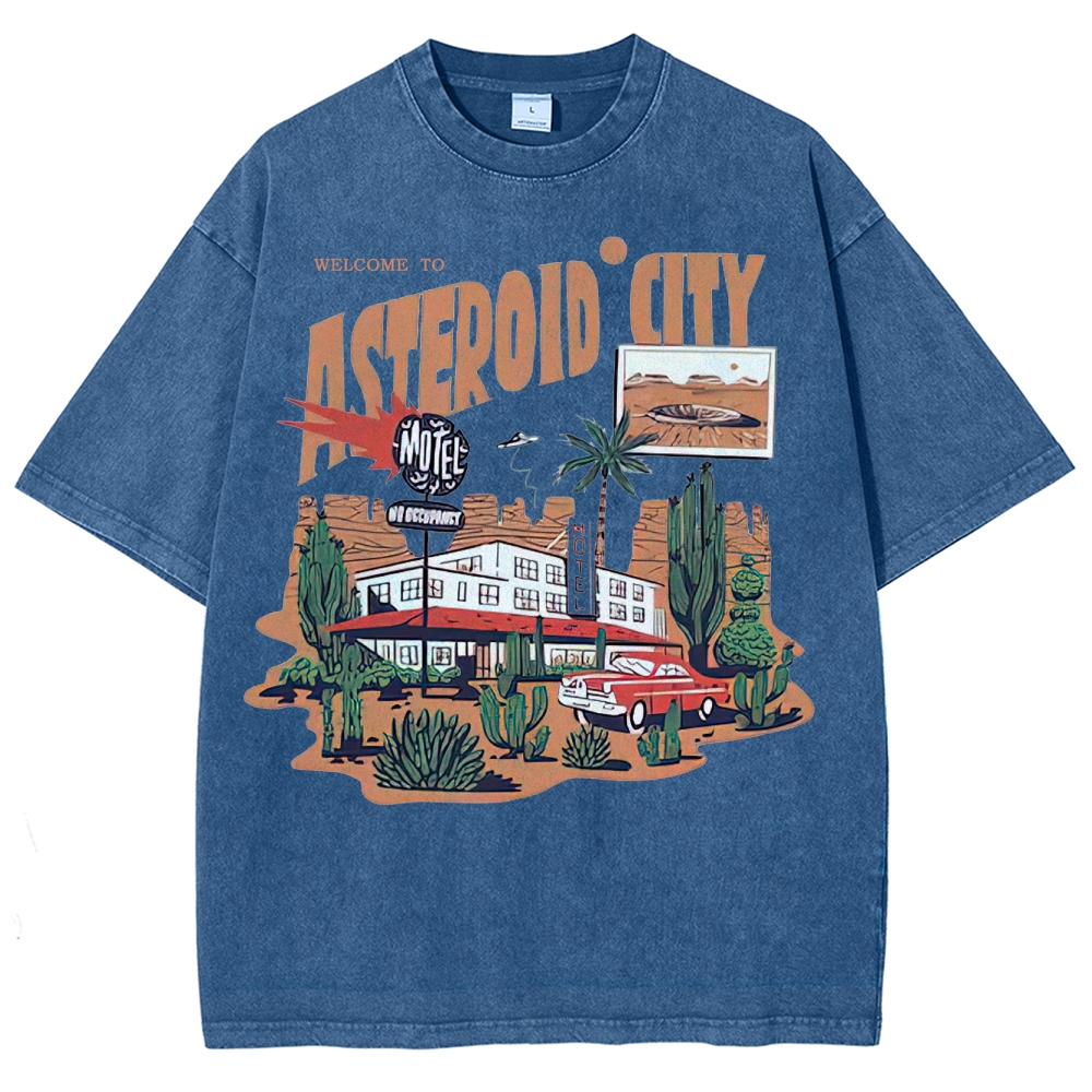 Retro Desert Motel & Sci-Fi Graphic Washed T-Shirt 