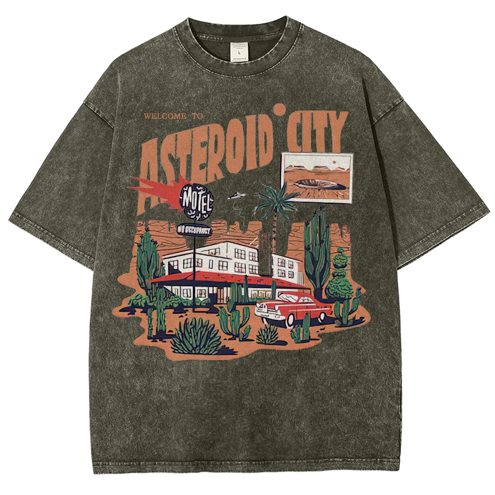 Retro Desert Motel & Sci-Fi Graphic Washed T-Shirt 